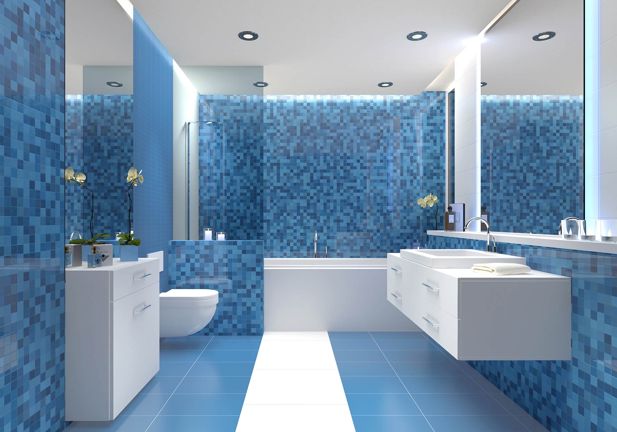 Keradesign-Badezimmer-blaue-Mosaic-Fliesen